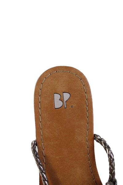 BP. Womens Braided Vegan Leather Strap Flat Thong Sandals Shoes Brown Size 8