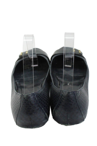 Cole Haan Womens Snakeskin Print Embellished Ballet Flats Shoes Navy Size 8B