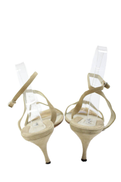 Brian Atwood Womens Suede Ankle Strap High Heels Sandals Shoes Brown Size 8
