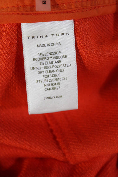 Trina Turk Womens Orange Ankle Cropped Dress Pants Size 2