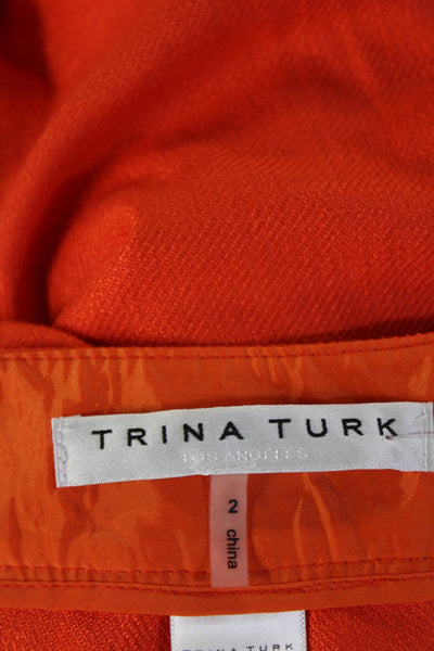 Trina Turk Womens Orange Ankle Cropped Dress Pants Size 2