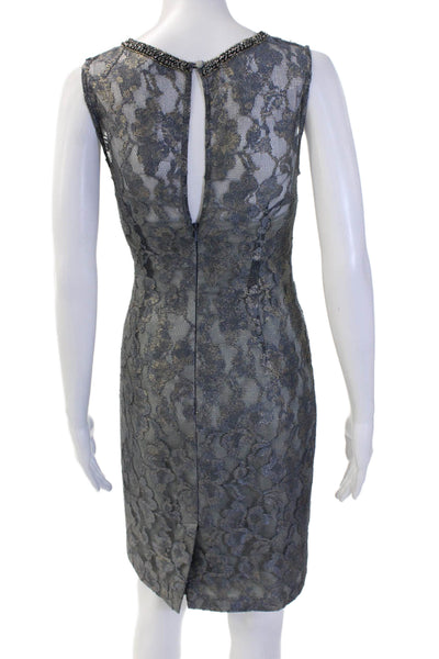 Aidan Mattox Women Sheath Dress Dark Gray Sleeveless Crew Neck Size 0