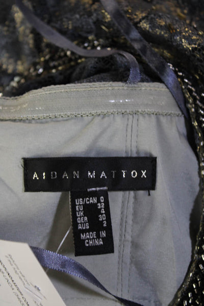 Aidan Mattox Women Sheath Dress Dark Gray Sleeveless Crew Neck Size 0