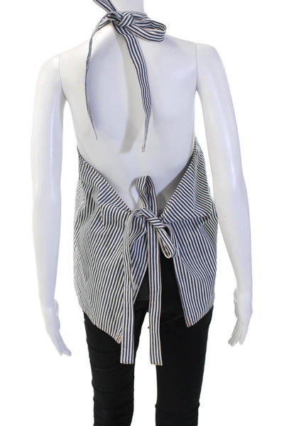 Lioness Womens Blue Striped V-Neck Sleeveless Button Up Tank Size M