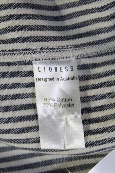Lioness Womens Blue Striped V-Neck Sleeveless Button Up Tank Size M