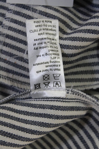 Lioness Womens Blue Striped V-Neck Sleeveless Button Up Tank Size M