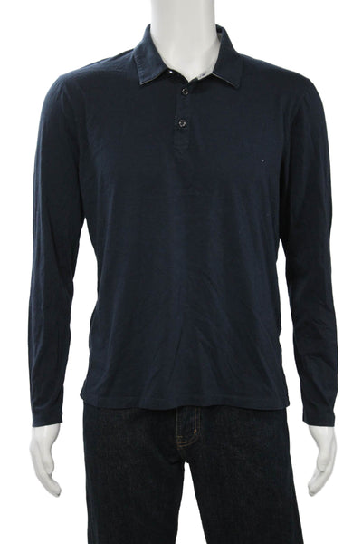 Boss Hugo Boss Mens Long Sleeve Collared Regular Fit Polo Shirt Blue Size Medium