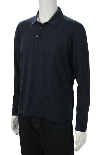 Boss Hugo Boss Mens Long Sleeve Collared Regular Fit Polo Shirt Blue Size Medium