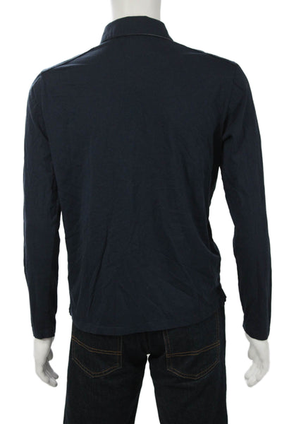 Boss Hugo Boss Mens Long Sleeve Collared Regular Fit Polo Shirt Blue Size Medium