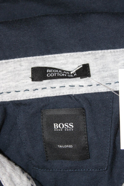 Boss Hugo Boss Mens Long Sleeve Collared Regular Fit Polo Shirt Blue Size Medium