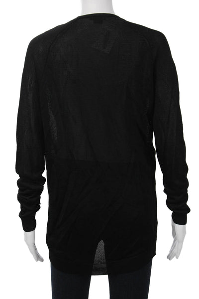 Theory Womens Cardigan Black V-Neck Button Long Sleeve 100% Viscose Size S