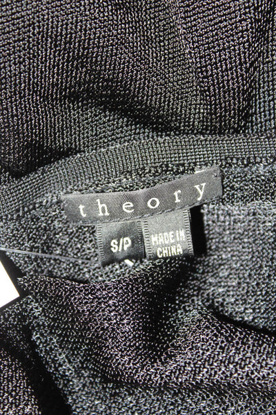 Theory Womens Cardigan Black V-Neck Button Long Sleeve 100% Viscose Size S