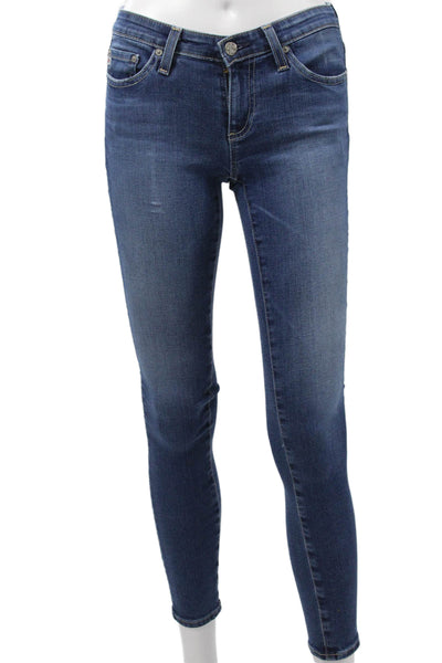 Agolde Womens Ankle Skinny Jeans Blue Mid Rise Button Fly Size 24