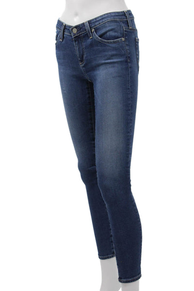 Agolde Womens Ankle Skinny Jeans Blue Mid Rise Button Fly Size 24