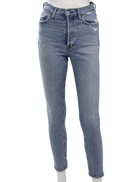 Citizens of Humanity Women Ankle Skinny Jeans Light Blue Mid Rise Size 24