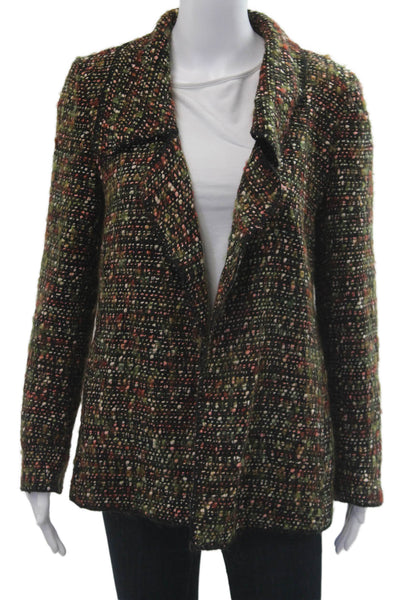 Ellen Tracy Women Classic Collared Black Wool Blend Blazer Size S