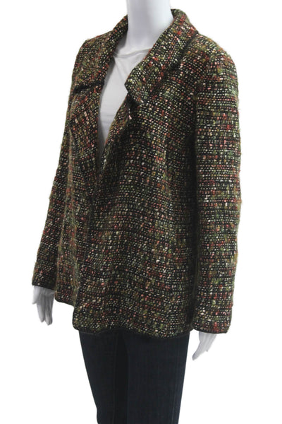 Ellen Tracy Women Classic Collared Black Wool Blend Blazer Size S