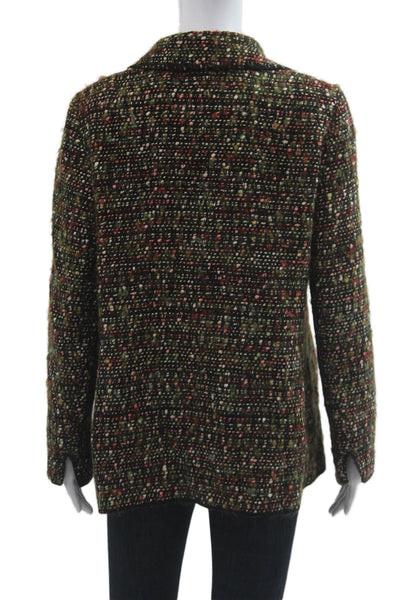 Ellen Tracy Women Classic Collared Black Wool Blend Blazer Size S