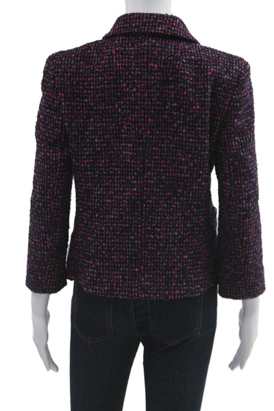 DKNY Womens Dark Blue Wool Blend Collared Blazer Long Sleeve Size 8
