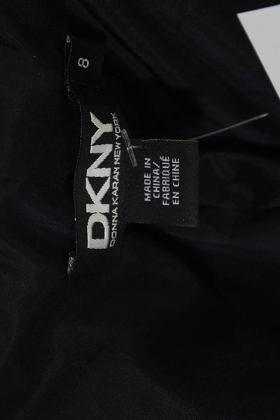 DKNY Womens Dark Blue Wool Blend Collared Blazer Long Sleeve Size 8