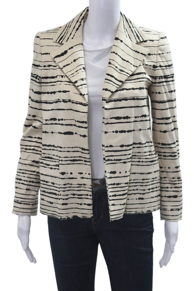 Linda Allard Ellen Tracy Womens Striped Beige Blazer Petite Size 2