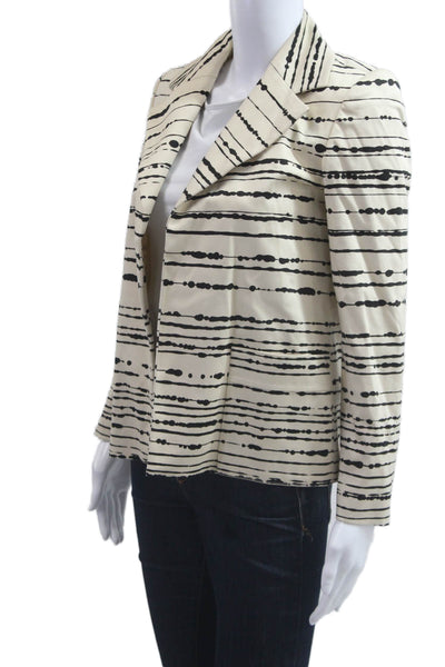 Linda Allard Ellen Tracy Womens Striped Beige Blazer Petite Size 2