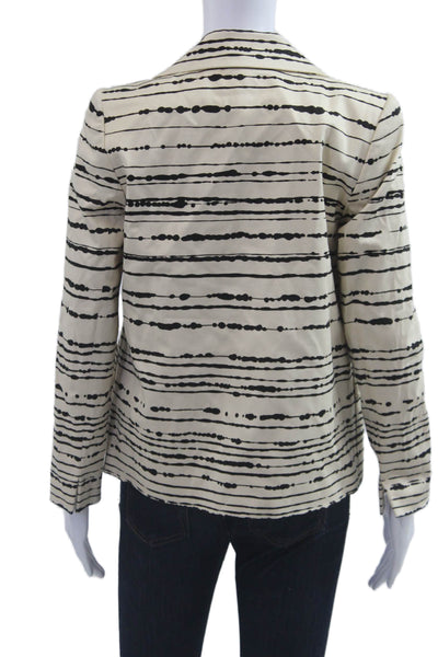 Linda Allard Ellen Tracy Womens Striped Beige Blazer Petite Size 2