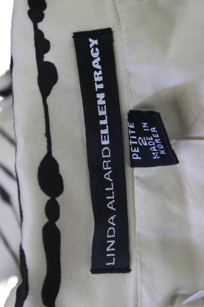Linda Allard Ellen Tracy Womens Striped Beige Blazer Petite Size 2
