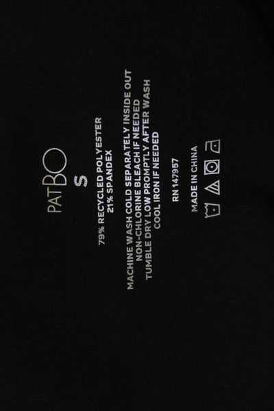 PatBO Women Cropped V Neck Black Long Sleeve Top Size S