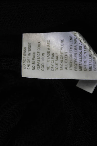 Balmain Women Bodycon Mini Dress Black Herringbone Long Sleeve Zip Size 38