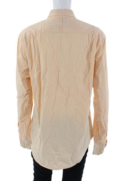 Banana Republic Mens Striped Beige Cotton Button-Down Long Sleeve Size M