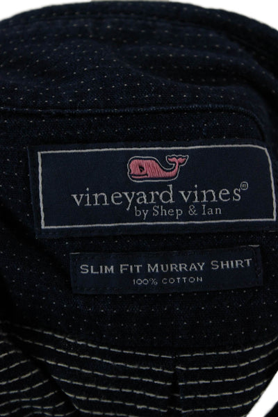 Vineyard Vines Mens Polka Dot Dark Blue Button-Down Long Sleeve Size L
