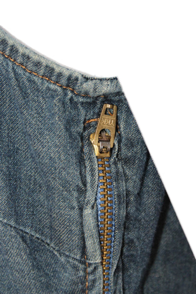 Moschino Women Shift Dress Dark Blue Sleeveless Zip Cotton Size 1