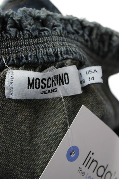 Moschino Women Shift Dress Dark Blue Sleeveless Zip Cotton Size 1