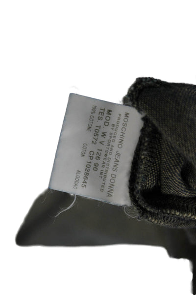 Moschino Women Shift Dress Dark Blue Sleeveless Zip Cotton Size 1