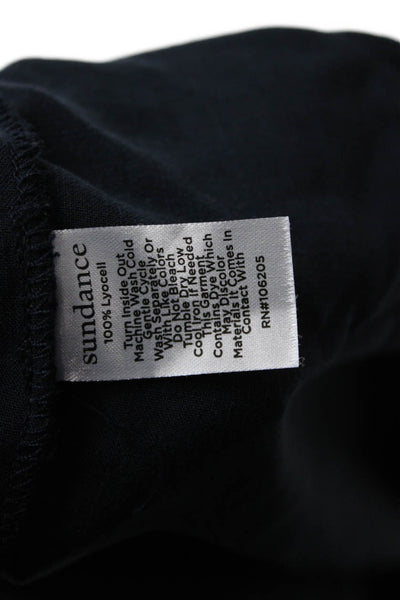 Sundance Women Shirt Dress Maxi Dark Blue Short Sleeve Lyocell Midcalf Size M