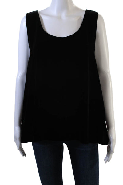 Harari Women Black Sleeveless Tank Round Neck Rayon Silk Solid Fall Size XL