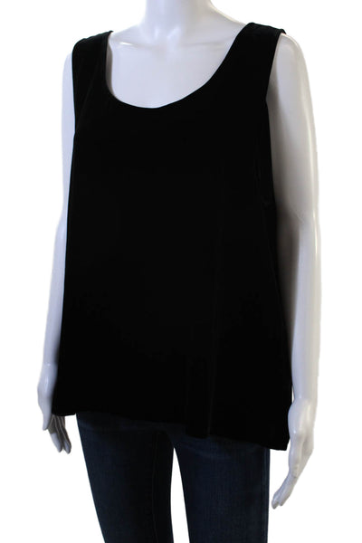 Harari Women Black Sleeveless Tank Round Neck Rayon Silk Solid Fall Size XL