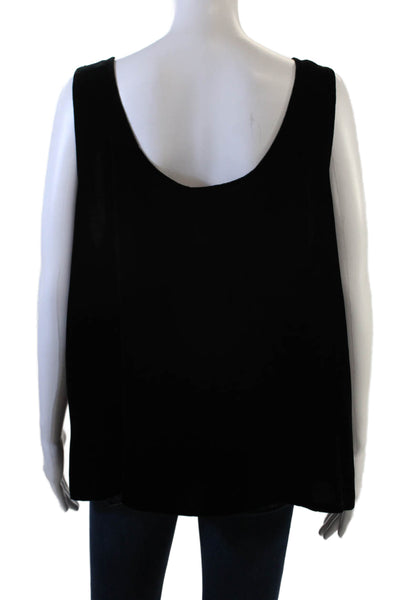 Harari Women Black Sleeveless Tank Round Neck Rayon Silk Solid Fall Size XL