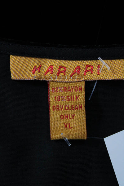 Harari Women Black Sleeveless Tank Round Neck Rayon Silk Solid Fall Size XL