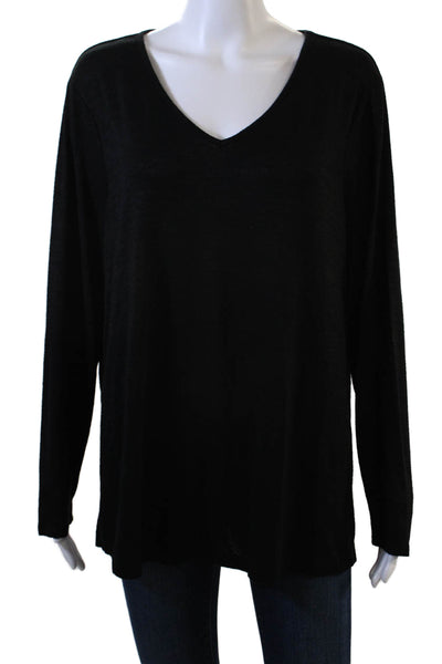 Nic + Zoe Womens Long Sleeve V-Neck Basic Tunic Black Polyester Size 1X