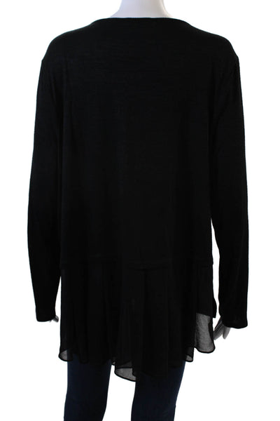 Nic + Zoe Womens Long Sleeve V-Neck Basic Tunic Black Polyester Size 1X