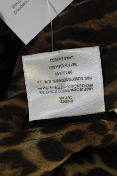 BCBG Max Azria Women Silk Animal Print Button Up Blouse Size S