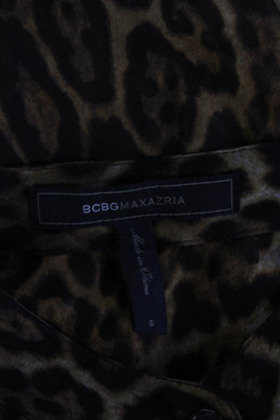 BCBG Max Azria Women Silk Animal Print Button Up Blouse Size S