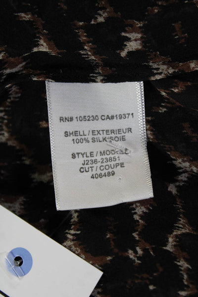 Joie Women Silk Animal Print V-Neck Tunic Blouse Black Long Sleeve Size S