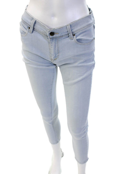 Free People Women Ankle Skinny Jeans Light Blue Button Rayon Cotton Size 27
