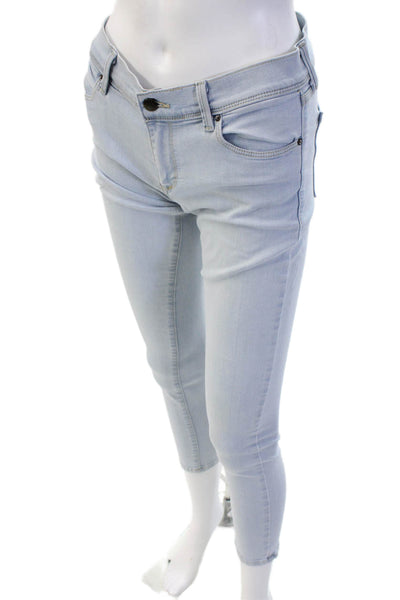 Free People Women Ankle Skinny Jeans Light Blue Button Rayon Cotton Size 27