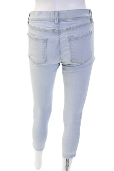Free People Women Ankle Skinny Jeans Light Blue Button Rayon Cotton Size 27