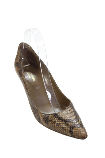 Sergio Rossi Womens Embossed Leather Pointed Toe Pumps Shoes Brown Size 8