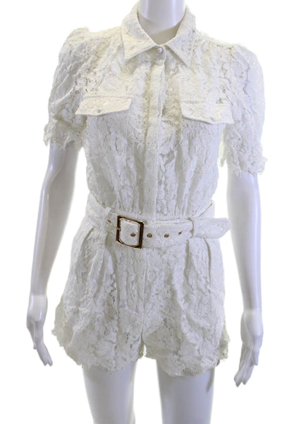 Generation Love Womens White Short Sleeve Romper Crew Neck Size 2